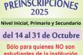 PRE INSCRIPCIONES 2025 DEL INSTITUTO MADRE CABRINI